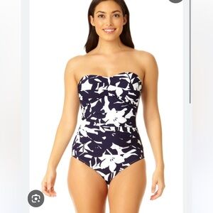Anne cole women’s twist front shirred one piece swimsuit